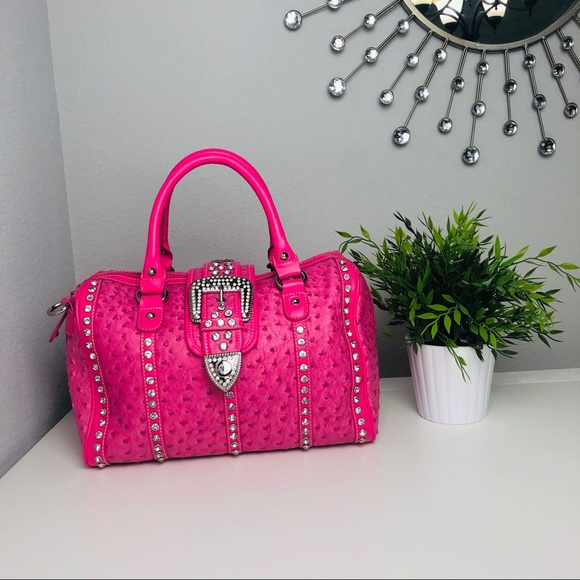 SILVERAKE Handbags - [SILVERAKE] bling bling PINK leather satchel bag